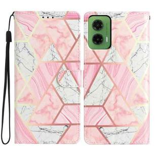 For Motorola Moto G35 Colored Drawing Leather Phone Case(Pink Marble)