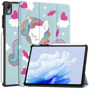 For Huawei Matepad Air Custer Painted 3-Fold Holder Smart Leather Tablet Case(Unicorn)