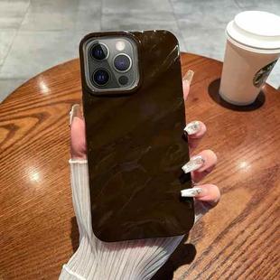 For iPhone 12 Pro Max Solid Color Wave Texture TPU Phone Case(Chocolate)