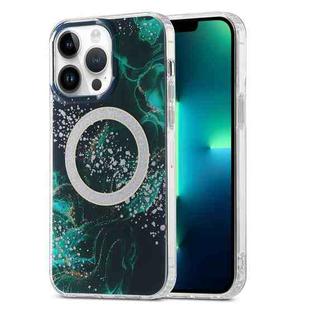 For iPhone 13 Pro Max Dual-side IMD Marble Magsafe Phone Case(Dark Green)