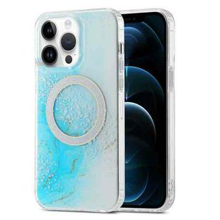 For iPhone 12 Pro Max Dual-side IMD Marble Magsafe Phone Case(Sky Blue)