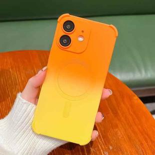 For iPhone 12 Four-Corner Shockproof Gradient TPU Phone Case(Orange Yellow)