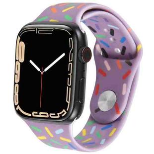 Rainbow Raindrops Silicone Watch Band For Apple Watch 8 41mm(Light Purple)