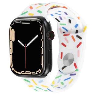 Rainbow Raindrops Silicone Watch Band For Apple Watch 7 45mm(White)