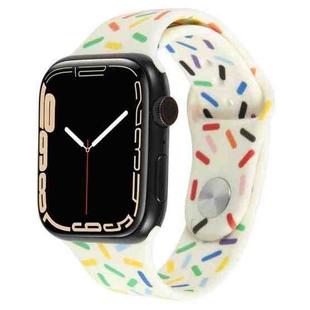 Rainbow Raindrops Silicone Watch Band For Apple Watch SE 2022 40mm(Beige)
