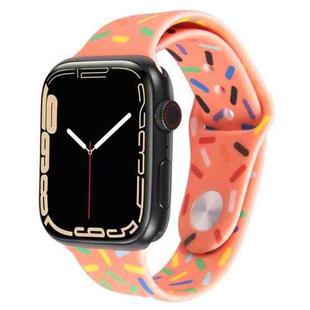 Rainbow Raindrops Silicone Watch Band For Apple Watch SE 44mm(Orange)