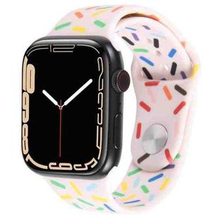 Rainbow Raindrops Silicone Watch Band For Apple Watch 6 44mm(Pink)
