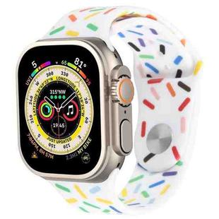 Rainbow Raindrops Silicone Watch Band For Apple Watch SE 2023 44mm(White)