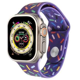 Rainbow Raindrops Silicone Watch Band For Apple Watch SE 2023 44mm(Dark Purple)