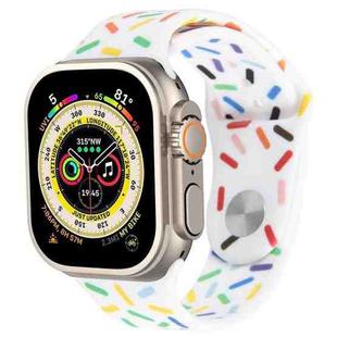 Rainbow Raindrops Silicone Watch Band For Apple Watch 9 45mm(White)