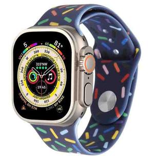 Rainbow Raindrops Silicone Watch Band For Apple Watch 9 45mm(Midnight)