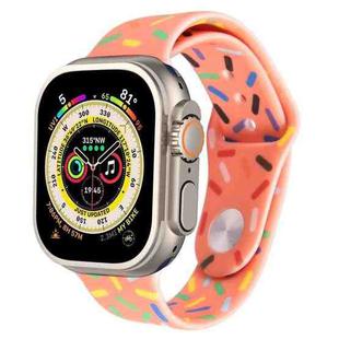 Rainbow Raindrops Silicone Watch Band For Apple Watch 9 45mm(Orange)