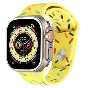 Rainbow Raindrops Silicone Watch Band For Apple Watch 9 41mm(Yellow)