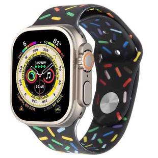Rainbow Raindrops Silicone Watch Band For Apple Watch 9 41mm(Black)