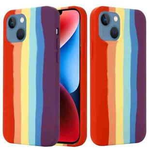 For iPhone 15 Rainbow Liquid Silicone Phone Case(Red)