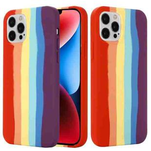 For iPhone 15 Pro Rainbow Liquid Silicone Phone Case(Red)
