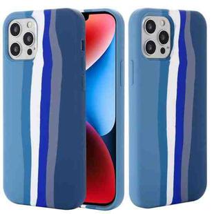 For iPhone 15 Pro Rainbow Liquid Silicone Phone Case(Blue)