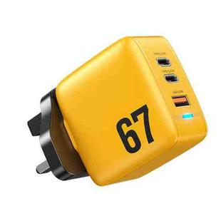 WK WP-U141 67W USB+Double USB-C / Type-C GaN Charger, Plug:UK Plug(Yellow)