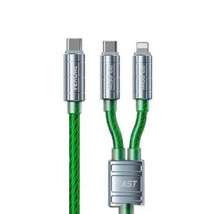 WK WDC-13 65W 2 in 1 Type-C to Type-C+8 Pin Super Fast Charge Data Cable, Length: 1.2m(Green)
