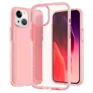 For iPhone 15 Plus Two-color Shockproof High Transparency TPU Phone Case(Pink)