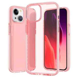 For iPhone 15 Two-color Shockproof High Transparency TPU Phone Case(Pink)