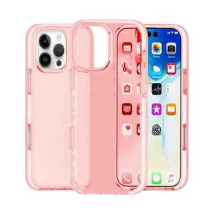 For iPhone 16 Pro Max Two-color Shockproof High Transparency TPU Phone Case(Pink)