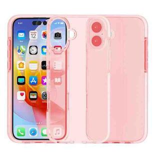 For iPhone 16 Two-color Shockproof High Transparency TPU Phone Case(Pink)
