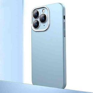 For iPhone 11 Pro Frosted Metal Material Phone Case with Lens Protection(Light Blue)