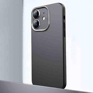 For iPhone 12 Frosted Metal Material Phone Case with Lens Protection(Black)