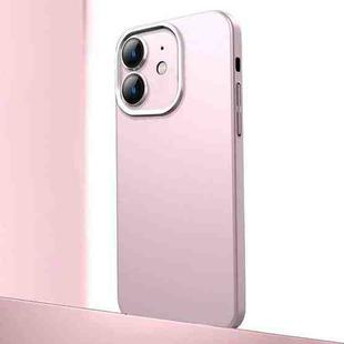 For iPhone 12 Frosted Metal Material Phone Case with Lens Protection(Pink)