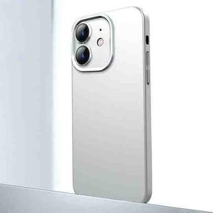 For iPhone 12 Frosted Metal Material Phone Case with Lens Protection(White)