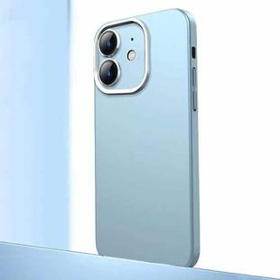 For iPhone 12 Frosted Metal Material Phone Case with Lens Protection(Light Blue)