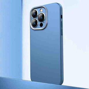 For iPhone 12 Pro Max Frosted Metal Material Phone Case with Lens Protection(Blue)