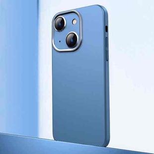 For iPhone 14 Plus Frosted Metal Material Phone Case with Lens Protection(Blue)