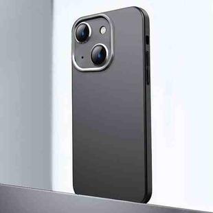 For iPhone 14 Plus Frosted Metal Material Phone Case with Lens Protection(Black)