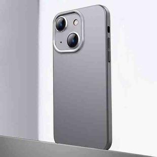 For iPhone 14 Plus Frosted Metal Material Phone Case with Lens Protection(Grey)