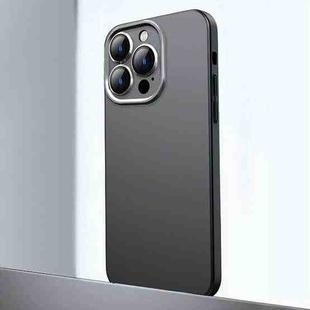 For iPhone 14 Pro Max Frosted Metal Material Phone Case with Lens Protection(Black)