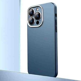 For iPhone 14 Pro Max Frosted Metal Material Phone Case with Lens Protection(Dark Blue)