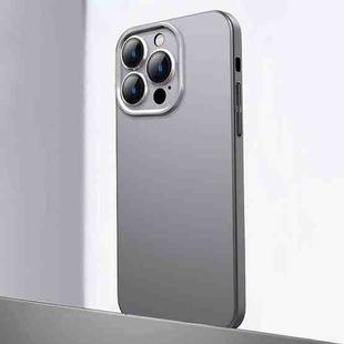 For iPhone 14 Pro Max Frosted Metal Material Phone Case with Lens Protection(Grey)