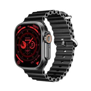 WS-E9 Ultra 2.2 inch IP67 Waterproof Metal Buckle Ocean Silicone Band Smart Watch, Support Heart Rate / NFC(Black)