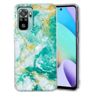 For Xiaomi Redmi Note 10 IMD Shell Pattern TPU Phone Case(Green Marble)