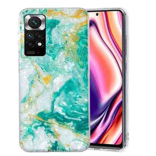 For Xiaomi Redmi Note 11 4G/Note 11 Global IMD Shell Pattern TPU Phone Case(Green Marble)