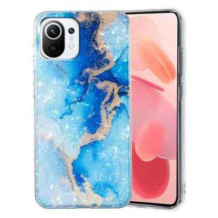 For Xiaomi Mi 11 Lite IMD Shell Pattern TPU Phone Case(Blue Gold Marble)