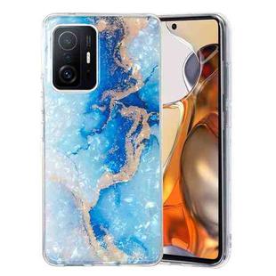For Xiaomi 11T / 11T Pro IMD Shell Pattern TPU Phone Case(Blue Gold Marble)