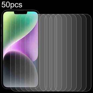 For iPhone 15 / 15 Pro 50pcs 0.26mm 9H 2.5D High Aluminum Tempered Glass Film