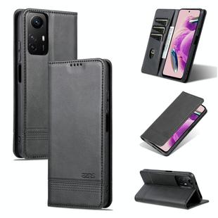 For Xiaomi Redmi Note 12S AZNS Magnetic Calf Texture Flip Leather Phone Case(Black)