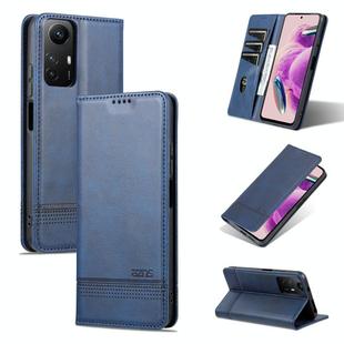 For Xiaomi Redmi Note 12S AZNS Magnetic Calf Texture Flip Leather Phone Case(Dark Blue)