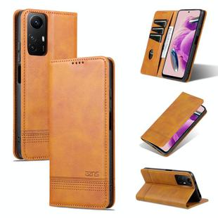 For Xiaomi Redmi Note 12S AZNS Magnetic Calf Texture Flip Leather Phone Case(Light Brown)