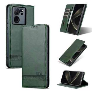 For Xiaomi Redmi K60 Ultra/Mi 13T/13T Pro AZNS Magnetic Calf Texture Flip Leather Phone Case(Dark Green)