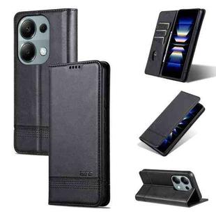 For Xiaomi Redmi Note 13 Pro 4G AZNS Magnetic Calf Texture Flip Leather Phone Case(Black)